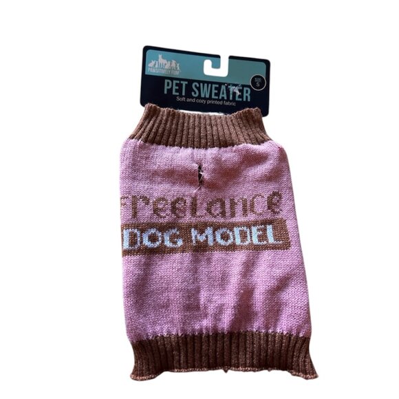 Cozy Pink and Brown Dog Sweater - Picture 1 of 5